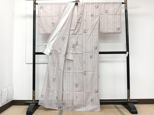 平和屋着物＊夏物　小紋　絽　橘花文　洗える着物　CABK8929xi