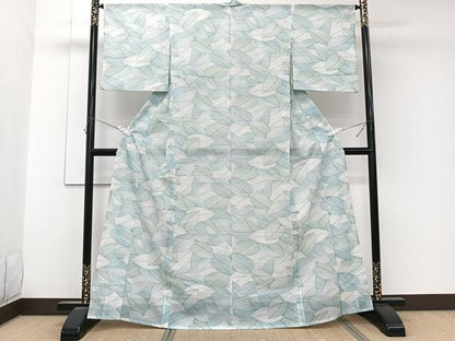 平和屋着物＊夏物　小紋　絽　葉尽くし　洗える着物　CABK8930xi