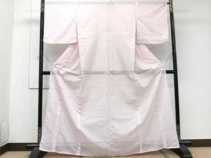 平和屋着物＊夏物　小紋　絽　草花文　洗える着物　未使用　CABK8934xi