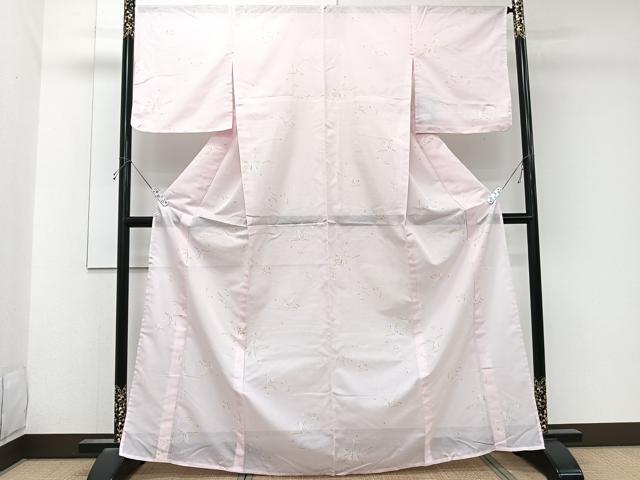 平和屋着物＊夏物　小紋　絽　草花文　洗える着物　未使用　CABK8934xi