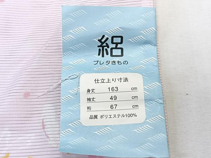 平和屋着物＊夏物　小紋　絽　草花文　洗える着物　未使用　CABK8934xi