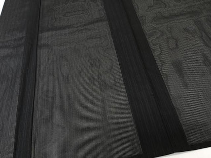 平和屋着物＊夏物　小紋　二重紗　縞　黒地　正絹　逸品　未使用　CABK8937xi