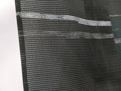 平和屋着物＊夏物　小紋　絽　横段文　黒地　洗える着物　CABK8943xi