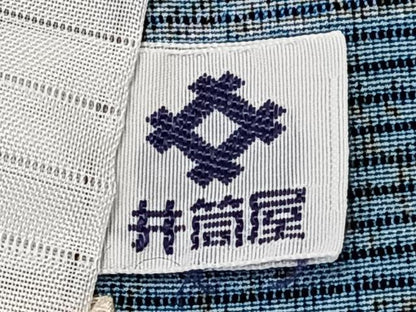 平和屋着物＊夏物　小紋　絽　横段文　黒地　洗える着物　CABK8943xi