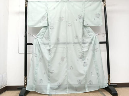 平和屋着物＊夏物　小紋　絽　蔦の葉丸文　洗える着物　CABK8944xi