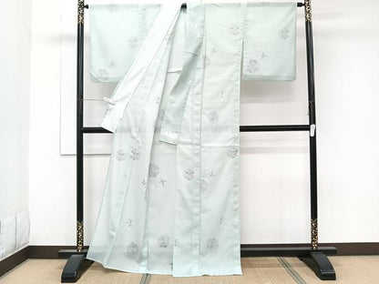 平和屋着物＊夏物　小紋　絽　蔦の葉丸文　洗える着物　CABK8944xi