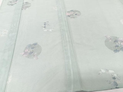 平和屋着物＊夏物　小紋　絽　蔦の葉丸文　洗える着物　CABK8944xi