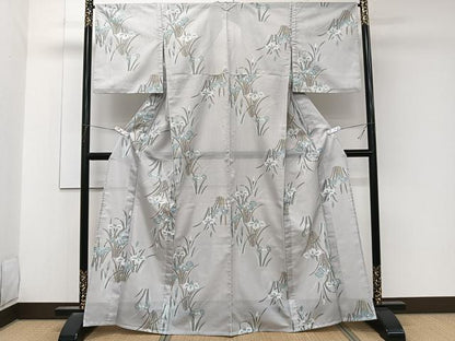 平和屋着物＊夏物　小紋　絽　草花文　洗える着物　CABK8946xi