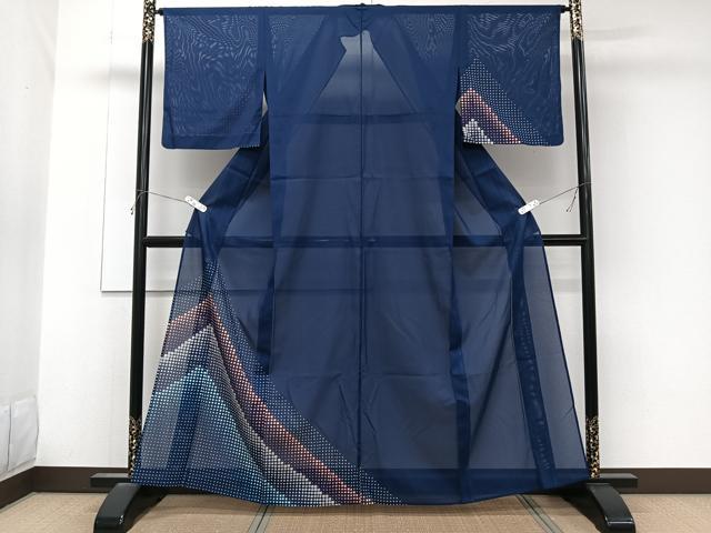 平和屋着物＊夏物　訪問着　絽　幾何学文　洗える着物　CABK8948xi