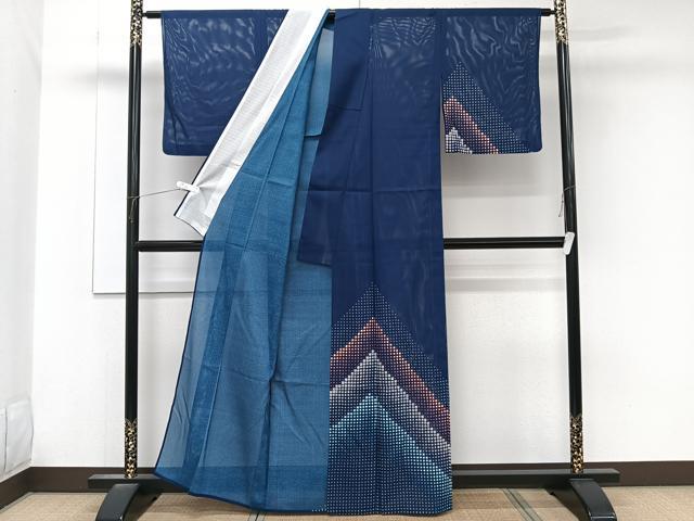 平和屋着物＊夏物　訪問着　絽　幾何学文　洗える着物　CABK8948xi