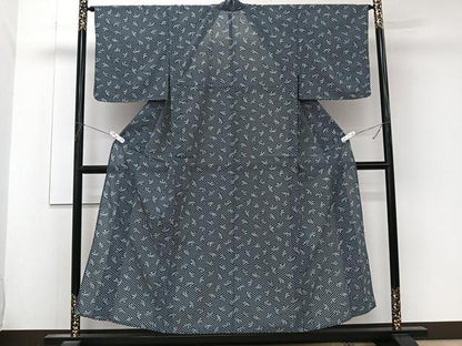 平和屋着物＊夏物　小紋　紗　草花文　洗える着物　未使用　CABK8954xi
