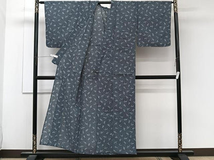平和屋着物＊夏物　小紋　紗　草花文　洗える着物　未使用　CABK8954xi