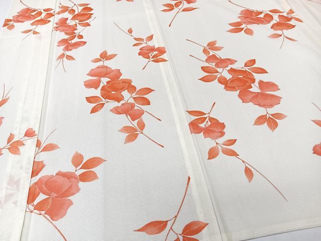 平和屋着物＊夏物　小紋　絽　枝草花文　ロング丈　洗える着物　CABK8955xi
