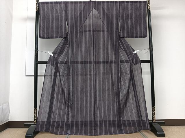平和屋着物＊夏物　小紋　紗　間道　洗える着物　CABK8957xi