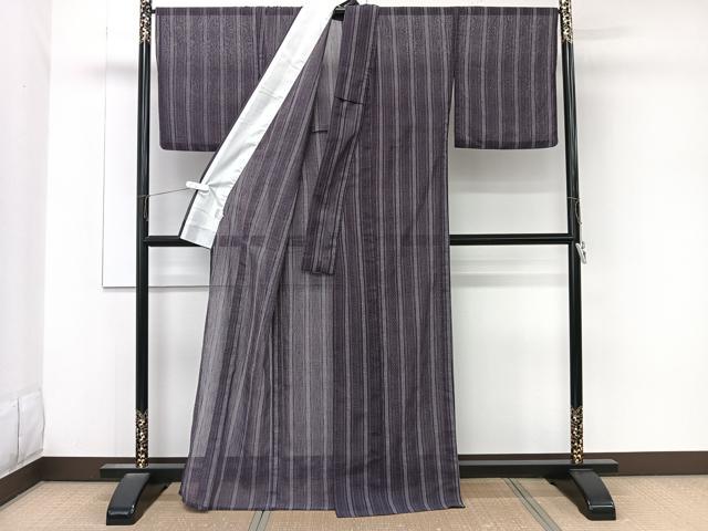 平和屋着物＊夏物　小紋　紗　間道　洗える着物　CABK8957xi