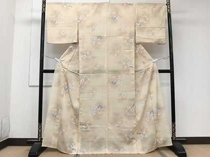 平和屋着物＊夏物　小紋　絽　草花文　さんび謹製　洗える着物　CABK8958xi
