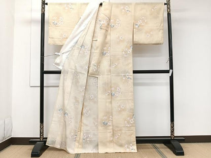 平和屋着物＊夏物　小紋　絽　草花文　さんび謹製　洗える着物　CABK8958xi