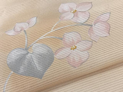 平和屋着物＊夏物　小紋　絽　草花文　さんび謹製　洗える着物　CABK8958xi