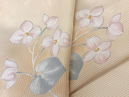 平和屋着物＊夏物　小紋　絽　草花文　さんび謹製　洗える着物　CABK8958xi