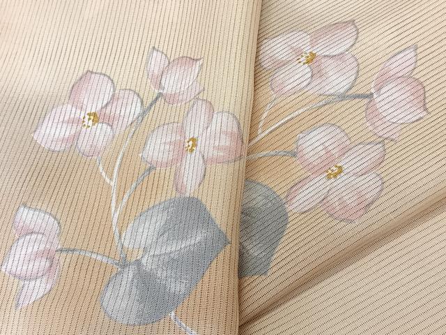 平和屋着物＊夏物　小紋　絽　草花文　さんび謹製　洗える着物　CABK8958xi
