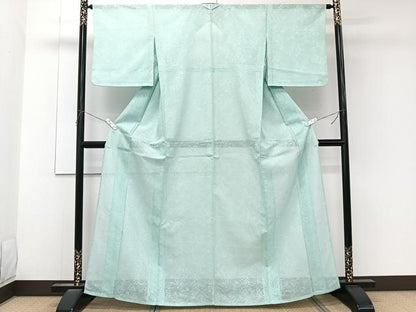 平和屋着物＊夏物　色無地　草花紋紗　錆青磁色　正絹　逸品　未使用　CABK8961xi