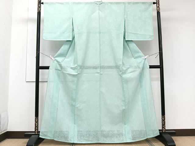 平和屋着物＊夏物　色無地　草花紋紗　錆青磁色　正絹　逸品　未使用　CABK8961xi