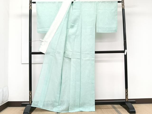 平和屋着物＊夏物　色無地　草花紋紗　錆青磁色　正絹　逸品　未使用　CABK8961xi