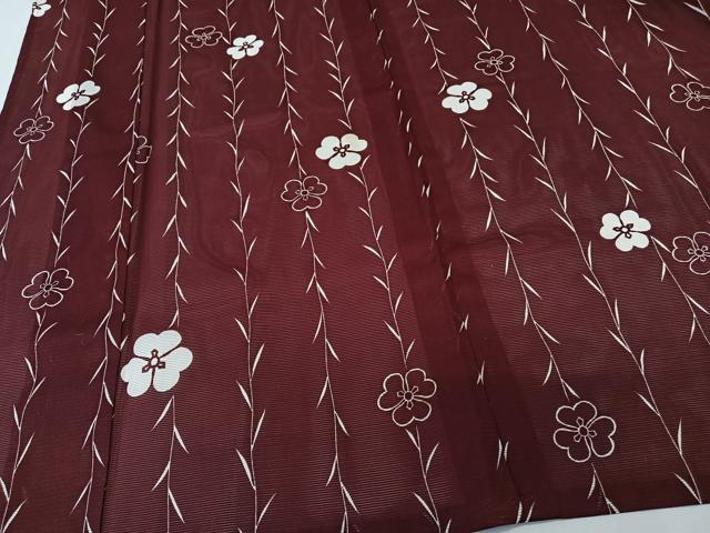 平和屋着物＊夏物　小紋　絽　間道草花文　洗える着物　CABK8965xi