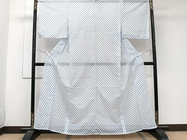 平和屋着物＊夏物　小紋　絽　十字文様　洗える着物　未使用　CABK8967xi