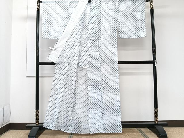 平和屋着物＊夏物　小紋　絽　十字文様　洗える着物　未使用　CABK8967xi