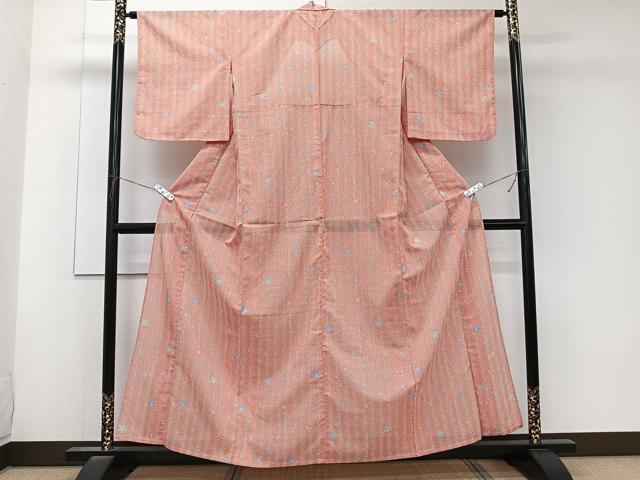 平和屋着物＊夏物　小紋　絽　舞花文　洗える着物　CABK8970xi