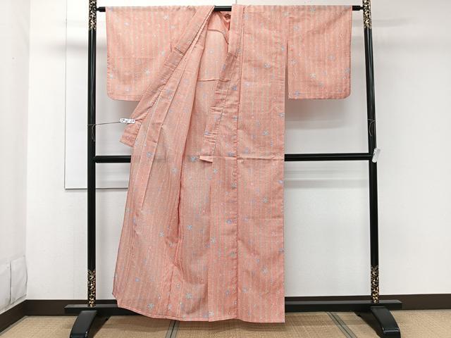 平和屋着物＊夏物　小紋　絽　舞花文　洗える着物　CABK8970xi