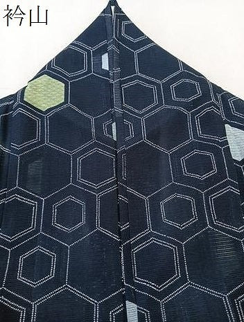 平和屋着物＊夏物　小紋　絽　青海波亀甲文　洗える着物　CABK8971xi