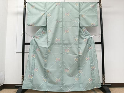 平和屋着物＊夏物　小紋　絽　抽象文　洗える着物　CABK8972xi
