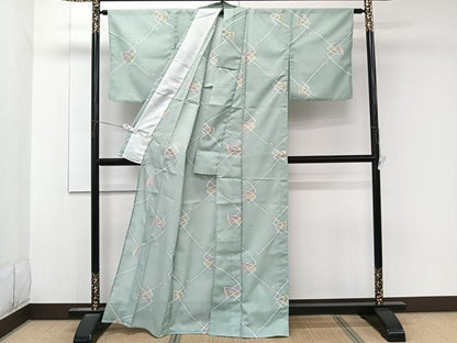 平和屋着物＊夏物　小紋　絽　抽象文　洗える着物　CABK8972xi