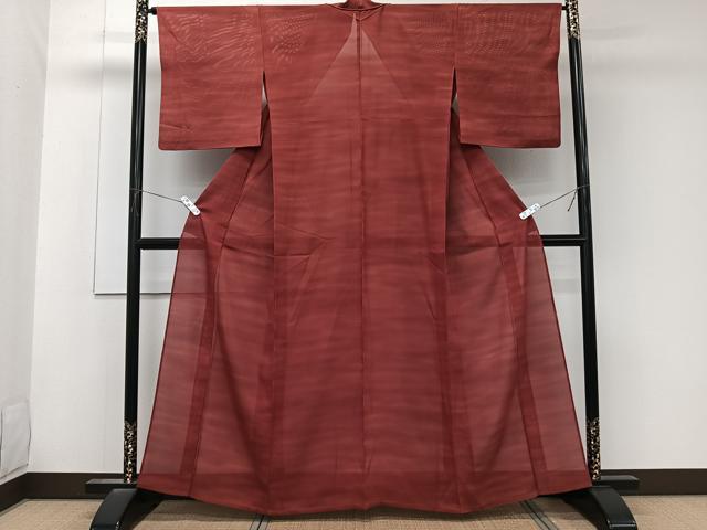 平和屋着物＊夏物　小紋　絽　芦仙染め　霞文　正絹　逸品　CABK8978xi
