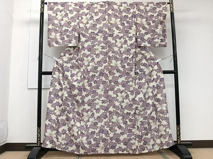 平和屋着物＊夏物　小紋　絽　枝花文　正絹　逸品　CABK8980xi