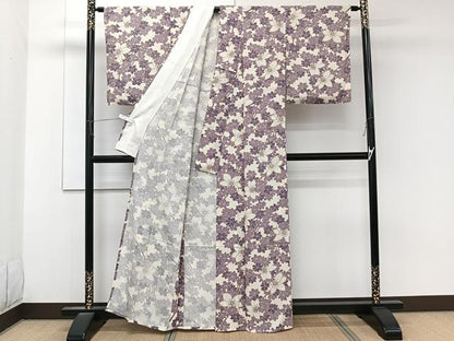 平和屋着物＊夏物　小紋　絽　枝花文　正絹　逸品　CABK8980xi