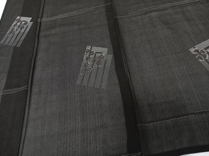 平和屋着物＊夏物　お召　紗　色紙花文　正絹　逸品　CABK8981xi