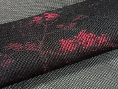平和屋着物＊夏物　小紋　紗　風景文　黒地　正絹　逸品　未使用　CABK8983xi
