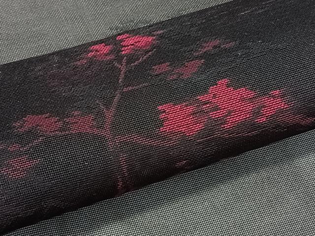 平和屋着物＊夏物　小紋　紗　風景文　黒地　正絹　逸品　未使用　CABK8983xi