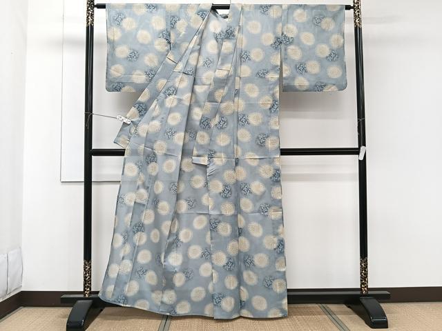 平和屋着物＊夏物　小紋　絽　草菊文　洗える着物　CABK8985xi