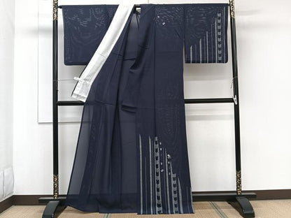 平和屋着物＊夏物　訪問着　絽　刺繍　色紙矢羽文　金彩　正絹　逸品　CABK8986xi
