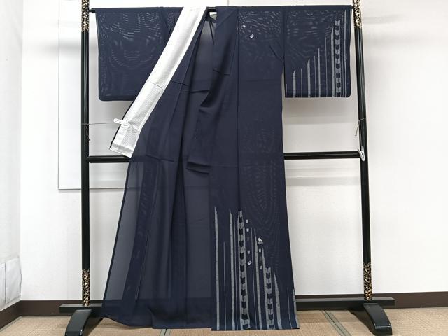 平和屋着物＊夏物　訪問着　絽　刺繍　色紙矢羽文　金彩　正絹　逸品　CABK8986xi