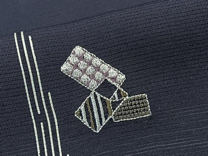 平和屋着物＊夏物　訪問着　絽　刺繍　色紙矢羽文　金彩　正絹　逸品　CABK8986xi
