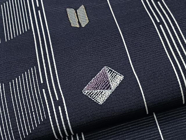 平和屋着物＊夏物　訪問着　絽　刺繍　色紙矢羽文　金彩　正絹　逸品　CABK8986xi