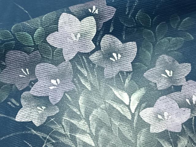 平和屋着物＊夏物　訪問着　絽　草花文　暈し染め　銀彩　正絹　逸品　CABK8987xi