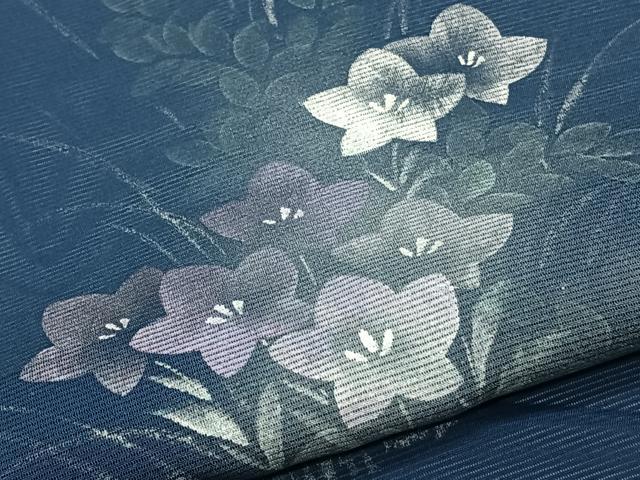 平和屋着物＊夏物　訪問着　絽　草花文　暈し染め　銀彩　正絹　逸品　CABK8987xi