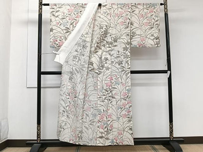 平和屋着物＊夏物　訪問着　絽　ろうけつ染め　枝草花文　正絹　逸品　CABK8989xi