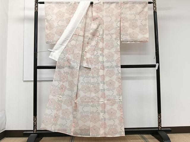 平和屋着物＊夏物　紗紬　草花文　正絹　逸品　CABK8990xi